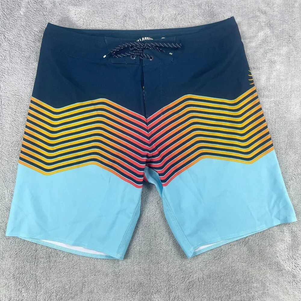 Billabong Board Shorts Men 31 Blue T-Street Airlite Recycler Sunset Stripe Surf
